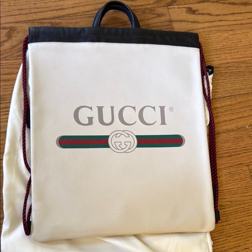Gucci White and Black Backpack Luxury Design Brand New!
